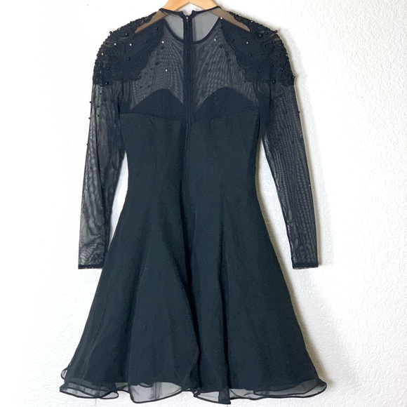 Tadaski | Vintage formal mesh long sleeve fit and flare beaded mini dres… - Picture 5 of 11